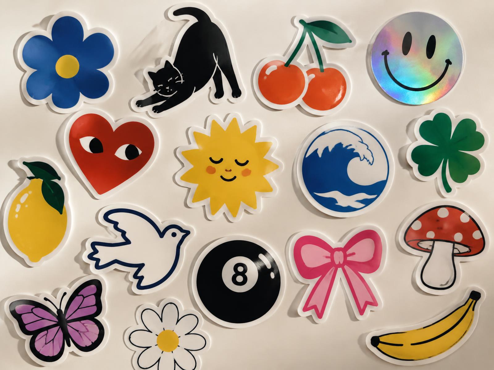 Custom die cut vinyl stickers in a range of shapes and finishes